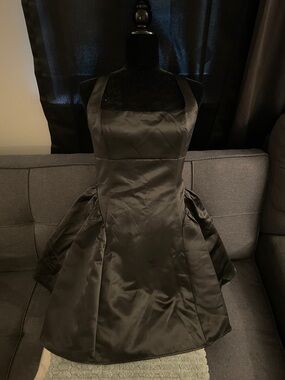 Lulu's Black Satin Square-Neck Mini Dress